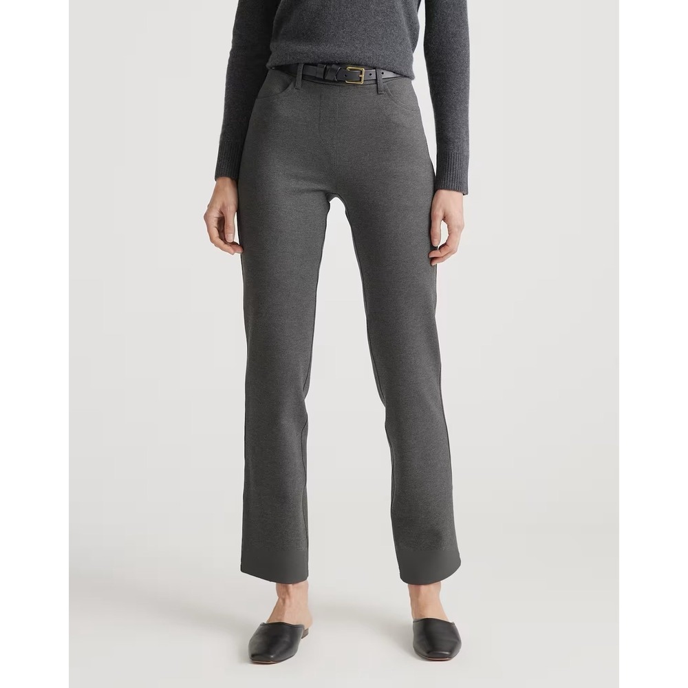Quince Ultra-Stretch Ponte Straight Leg 4-Pocket Pants Charcoal X-Small Petite